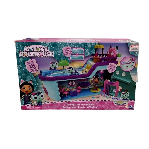 Gabbys Dollhouse Cat Friend Ship Playset With 18 Pieces Kids Toy - Picture 1 of 9